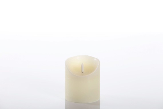 CASAYA LED Kerze, 3D Rustic FLAME, Ø 9 cm, creme, Timer, 10608